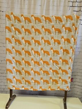 Milkbarn Orange Fox Muslin Baby Blanket